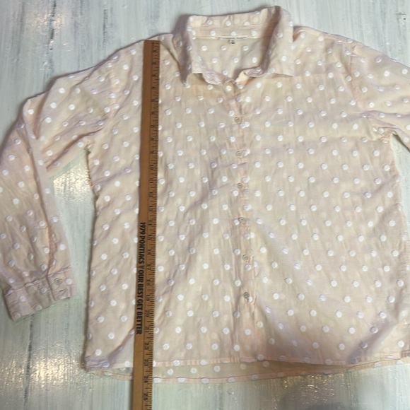 💚5 for $25 Copper Key Pastel Peach Sheer Textured Polka Dot Button Down Top XL - Picture 6 of 9